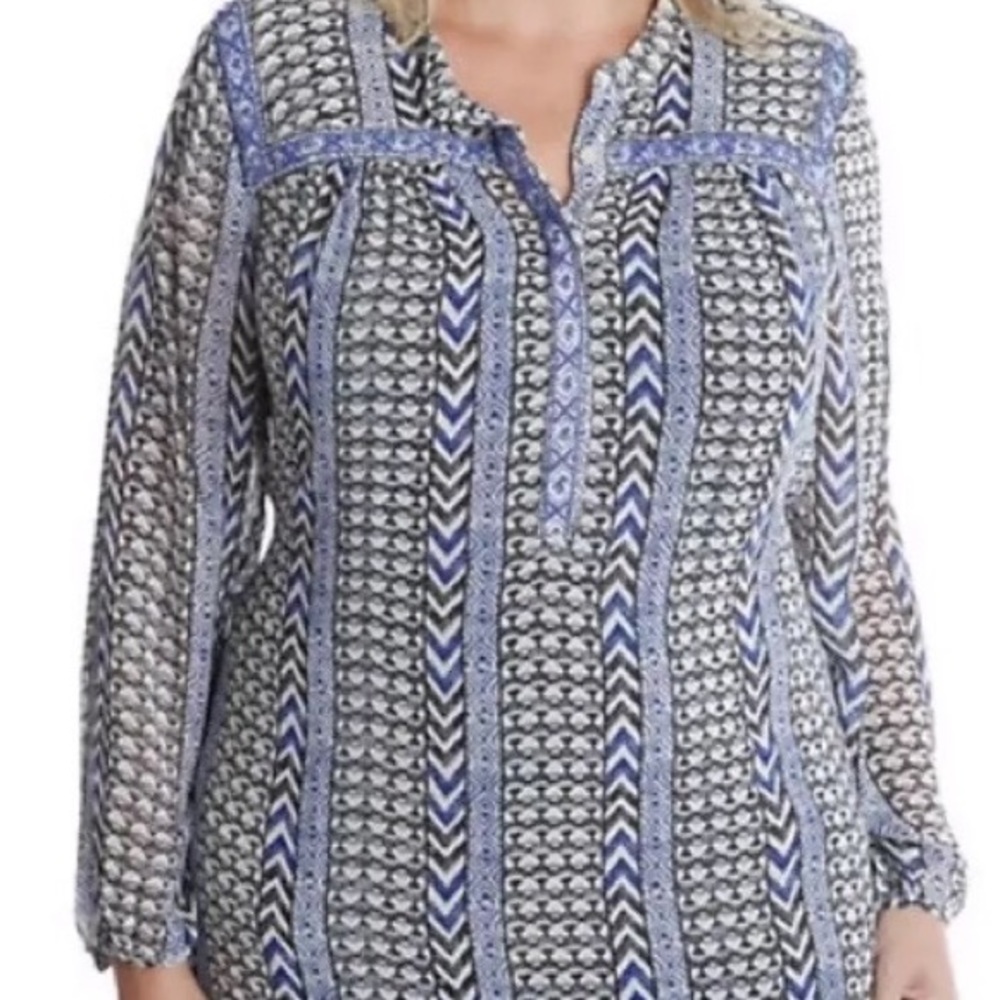 |Lucky Brand| Beaded Chevron Boho Blouse Top Sz 1X